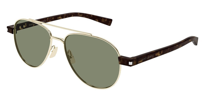 Saint Laurent SL 843 #colour_shiny gold and havana/green with light mirror