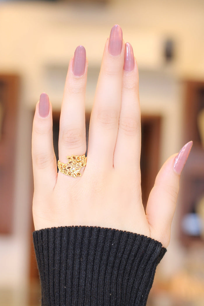 21K Spike Ring Made of 21K Yellow Gold by Saeed Jewelry-25240