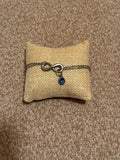 Stainless Steel Infinity Bracelet with Blue Crystal Charm – Double Strand