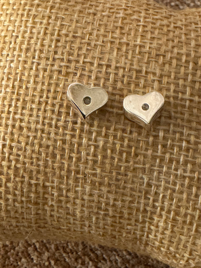 Sterling Silver Puffy Heart Stud Earrings
