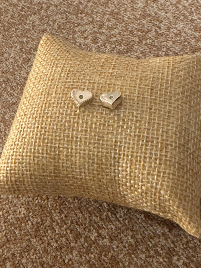 Sterling Silver Puffy Heart Stud Earrings