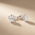 Oval Cut Lab Grown Diamond Stud Earrings in Silver