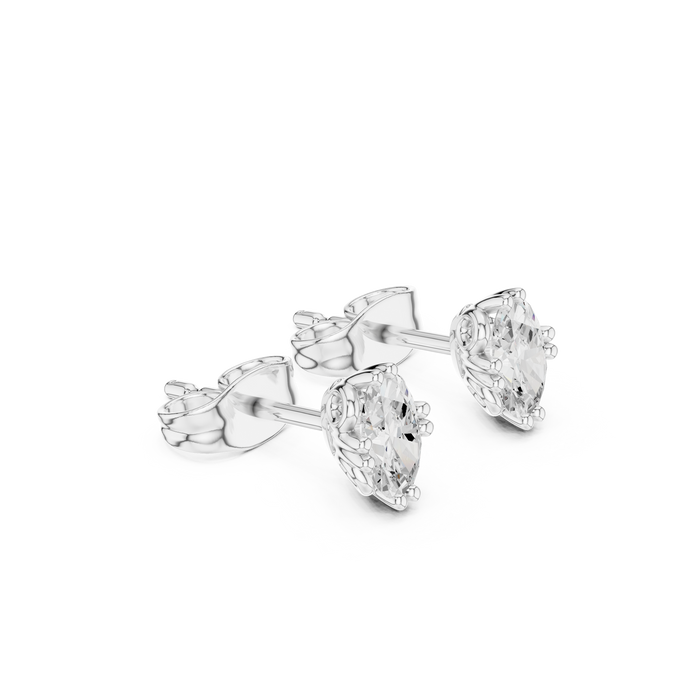 Oval Cut Lab Grown Diamond Stud Earrings in Silver