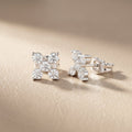 Round Cut Lab Grown Diamond Stud Earrings in Silver