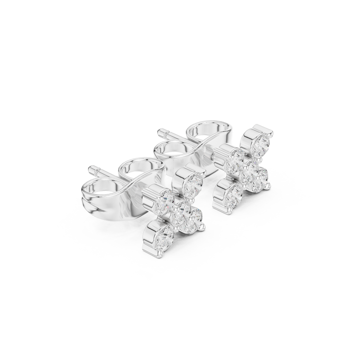 Round Cut Lab Grown Diamond Stud Earrings in Silver