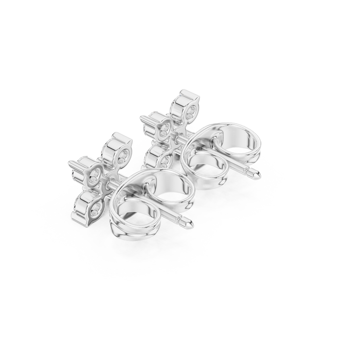 Round Cut Lab Grown Diamond Stud Earrings in Silver