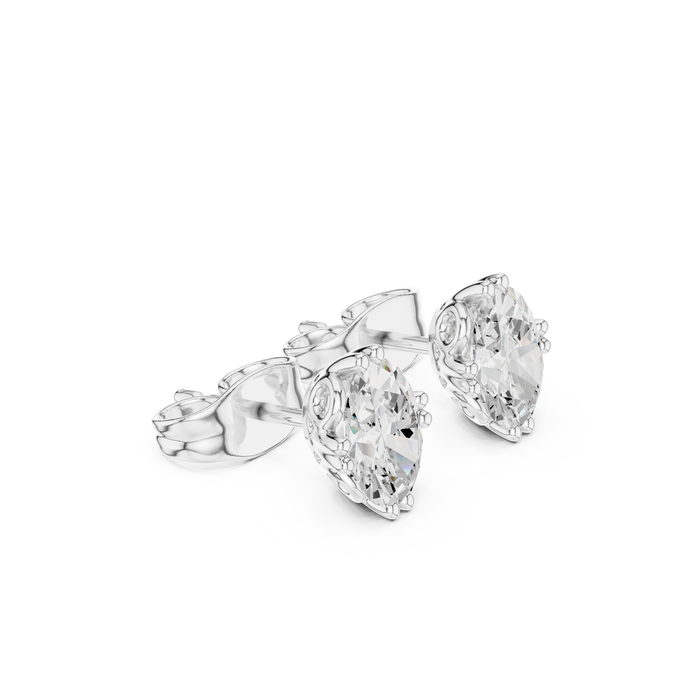 Oval Cut Lab Grown Diamond Stud Earrings in Silver
