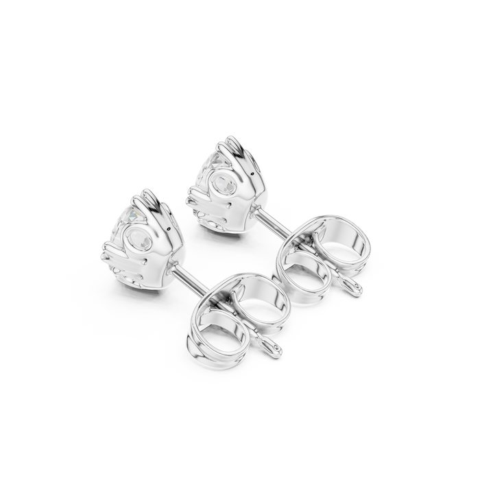 Oval Cut Lab Grown Diamond Stud Earrings in Silver