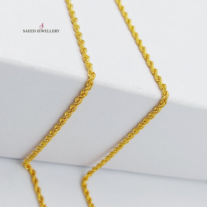 21K Thin Rope Chain Made of 21K Yellow Gold by Saeed Jewelry-26029