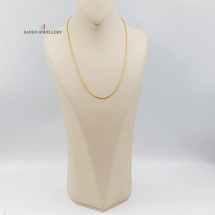 21K Thin Rope Chain Made of 21K Yellow Gold by Saeed Jewelry-25799