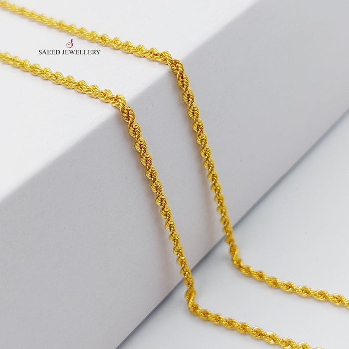 21K Thin Rope Chain Made of 21K Yellow Gold by Saeed Jewelry-25793