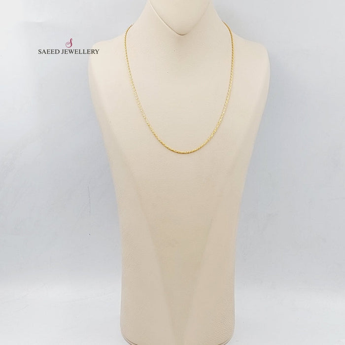 Thin Rope Chain Made Of  21K Yellow Gold by Saeed Jewelry-27349