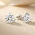Three Prong Martini Round Diamond Stud Earrings in Silver