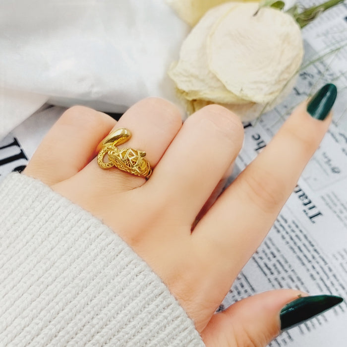 21K Tiger Ring Made of 21K Yellow Gold by Saeed Jewelry-26198