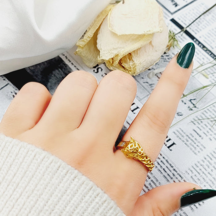 21K Tiger Ring Made of 21K Yellow Gold by Saeed Jewelry-26200
