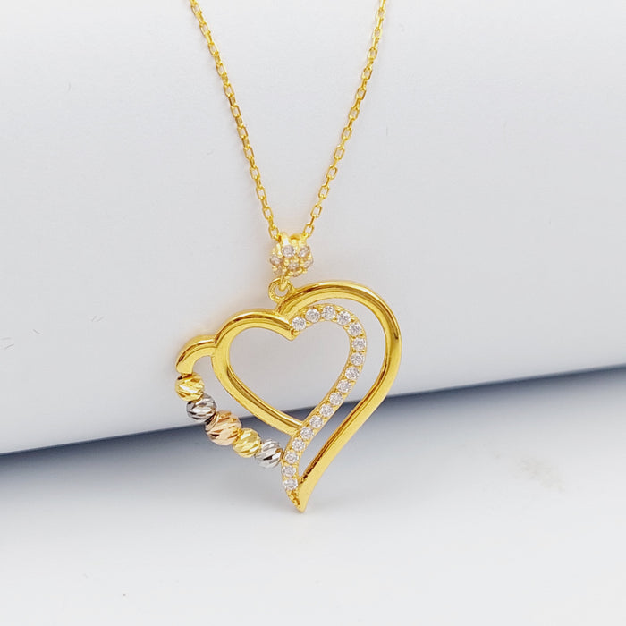 21K Turkish Heart Necklace Made of 21K Yellow Gold by Saeed Jewelry-26526