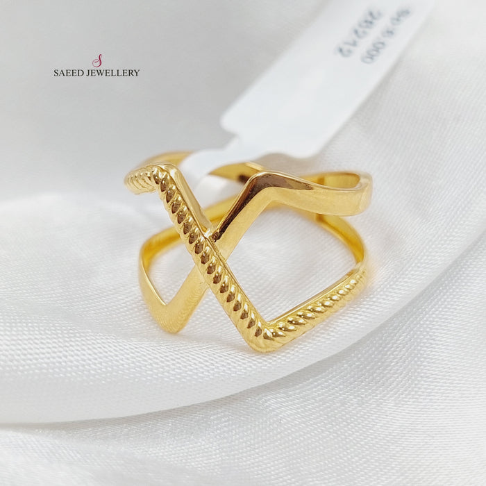 21K Turkish x Ring Made of 21K Yellow Gold by Saeed Jewelry-26212
