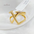 21K Turkish x Ring Made of 21K Yellow Gold by Saeed Jewelry-26212