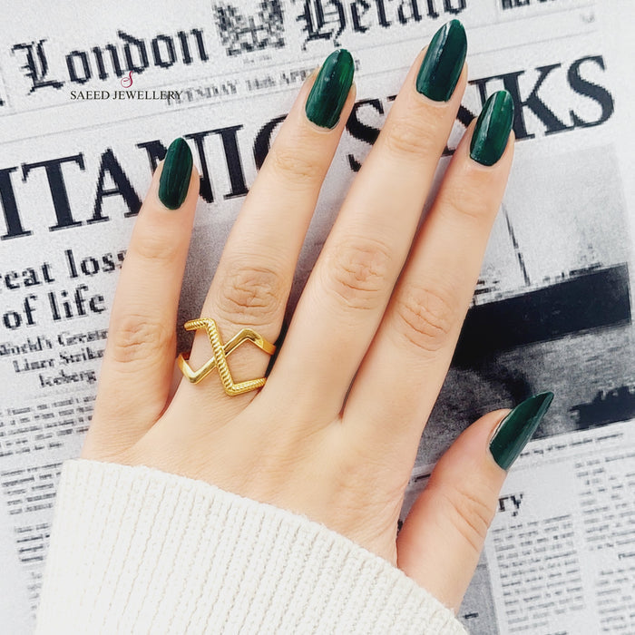 21K Turkish x Ring Made of 21K Yellow Gold by Saeed Jewelry-26212