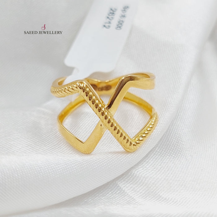 21K Turkish x Ring Made of 21K Yellow Gold by Saeed Jewelry-26212