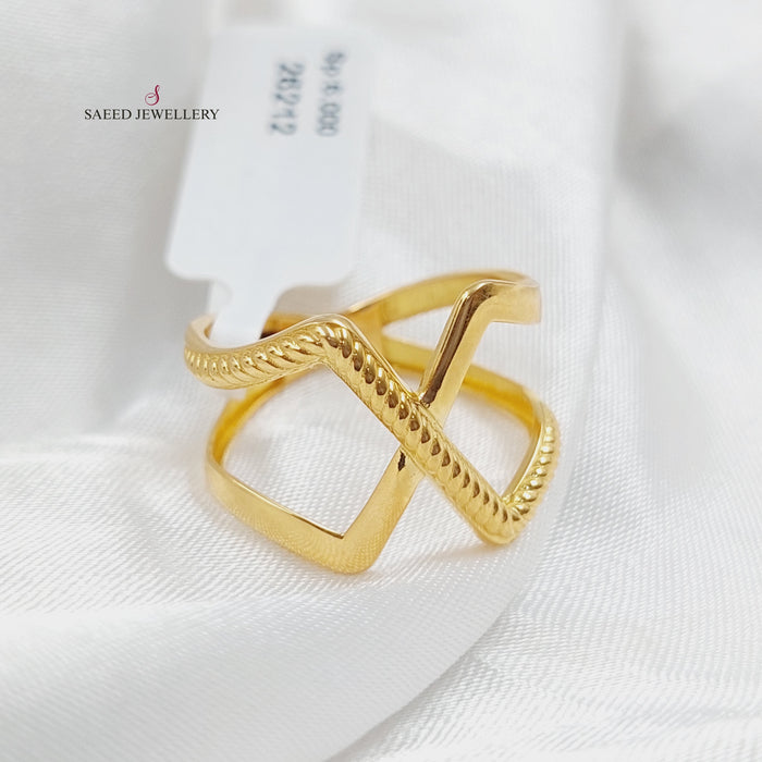 21K Turkish x Ring Made of 21K Yellow Gold by Saeed Jewelry-26212