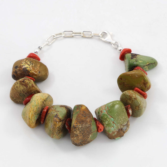 Turquoise and Coral Bracelet