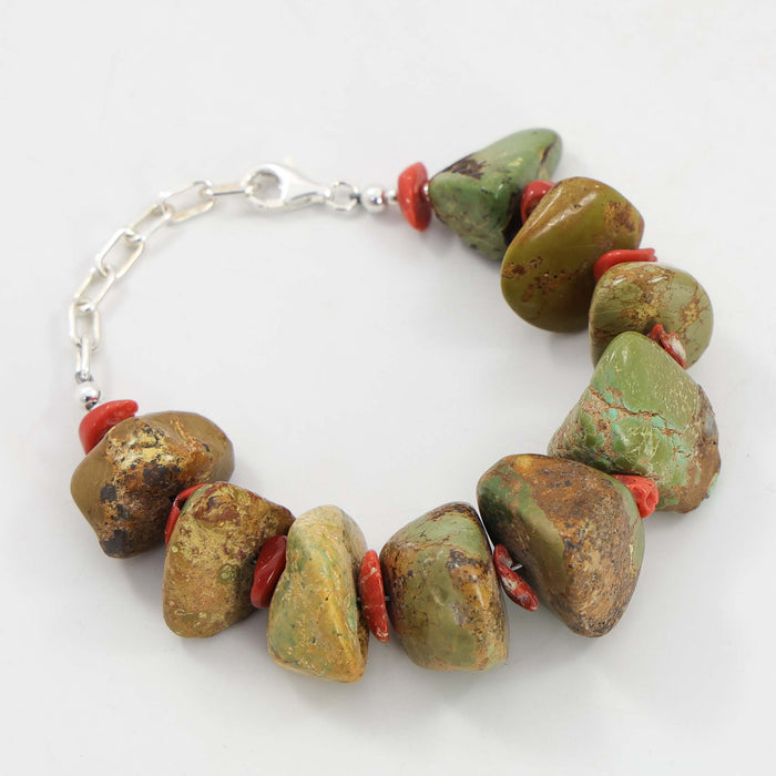 Turquoise and Coral Bracelet