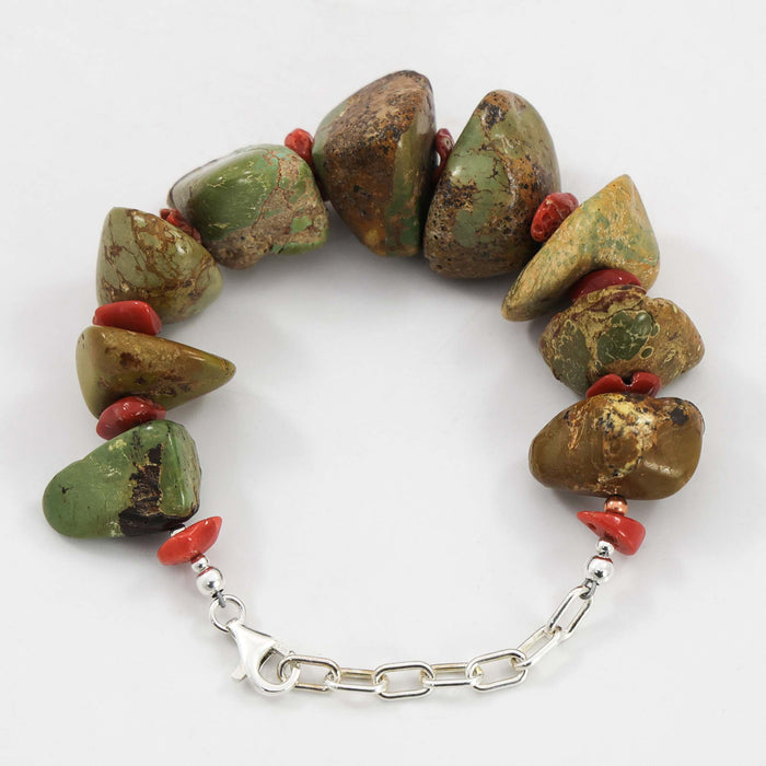 Turquoise and Coral Bracelet