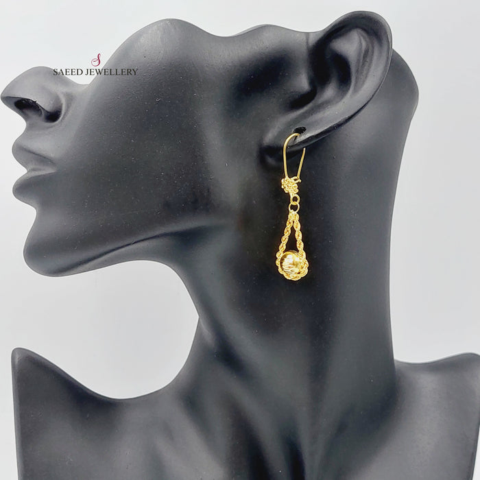 21K Twisted Earrings Made of 21K Yellow Gold by Saeed Jewelry-26949