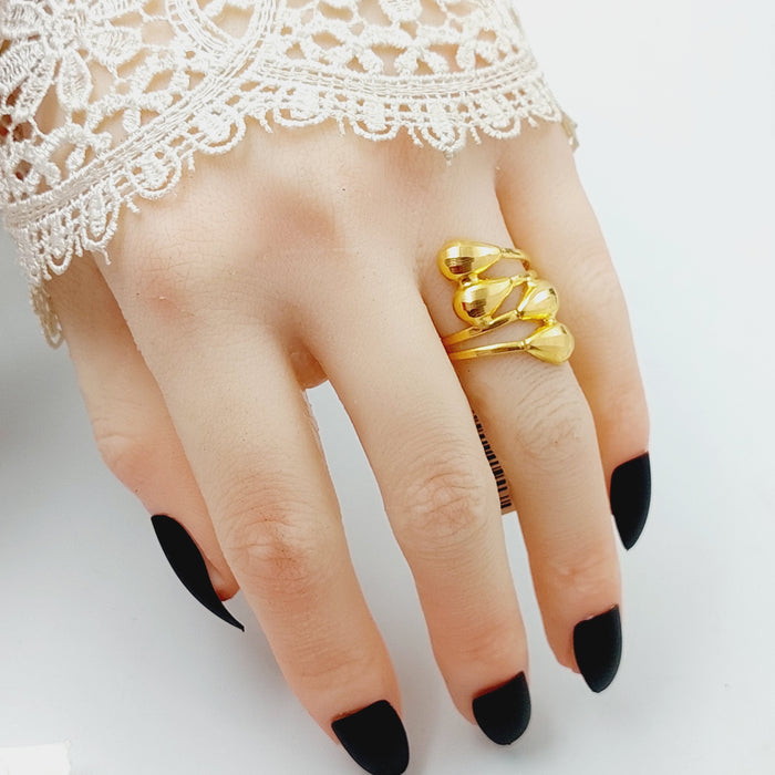 Two Ranges Tears Ring  Made Of 21K Yellow Gold by Saeed Jewelry-28729