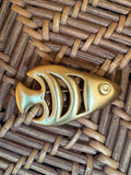 Vintage Anne Klein AK Matte Gold Fish Brooch Nautical Figural Pin 1970 - 1980s