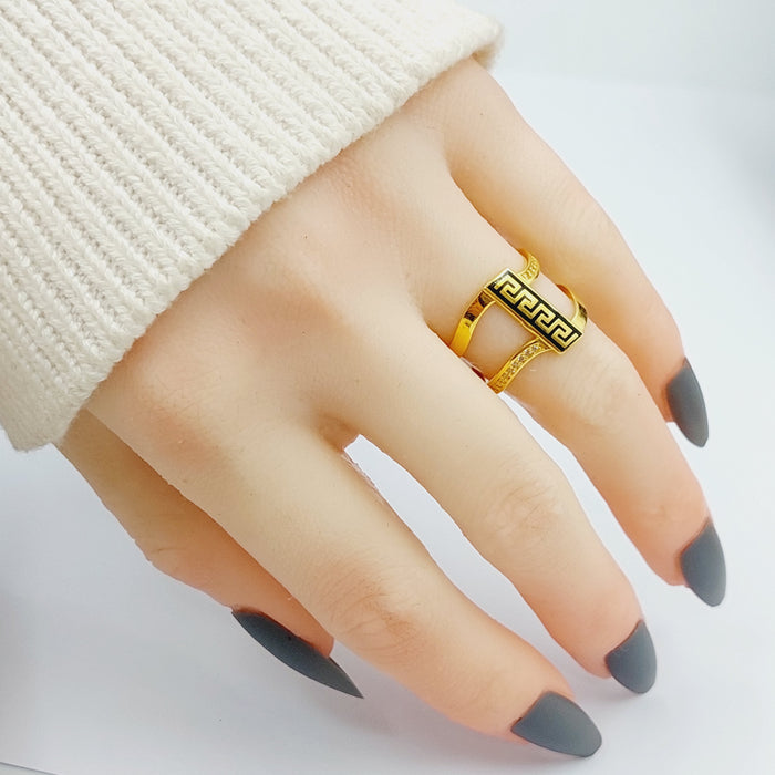 21K Virna Enamel Ring Made of 21K Yellow Gold by Saeed Jewelry-27247