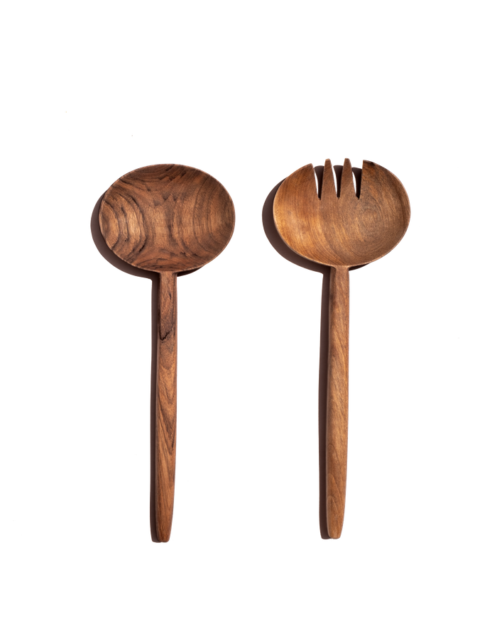 Walnut Oval Salad Serving Spoons
