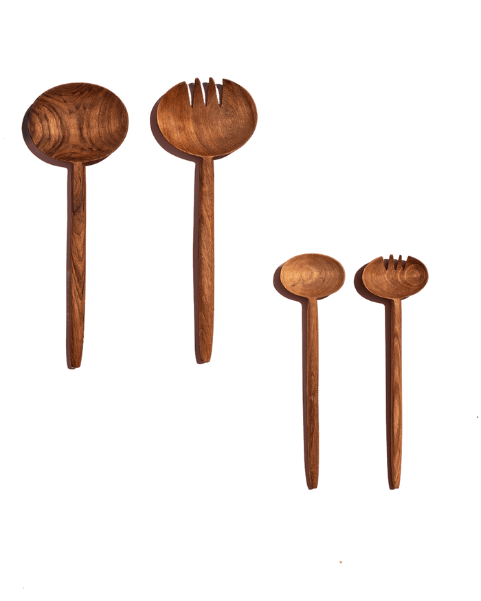Walnut Oval Salad Serving Spoons