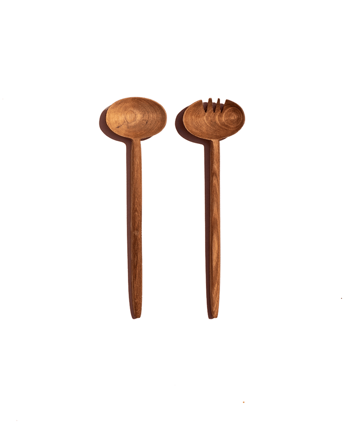 Walnut Oval Salad Serving Spoons