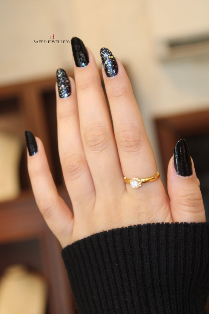 21K Wedding Ring Made of 21K Yellow Gold by Saeed Jewelry-محبس-ذبلة-2