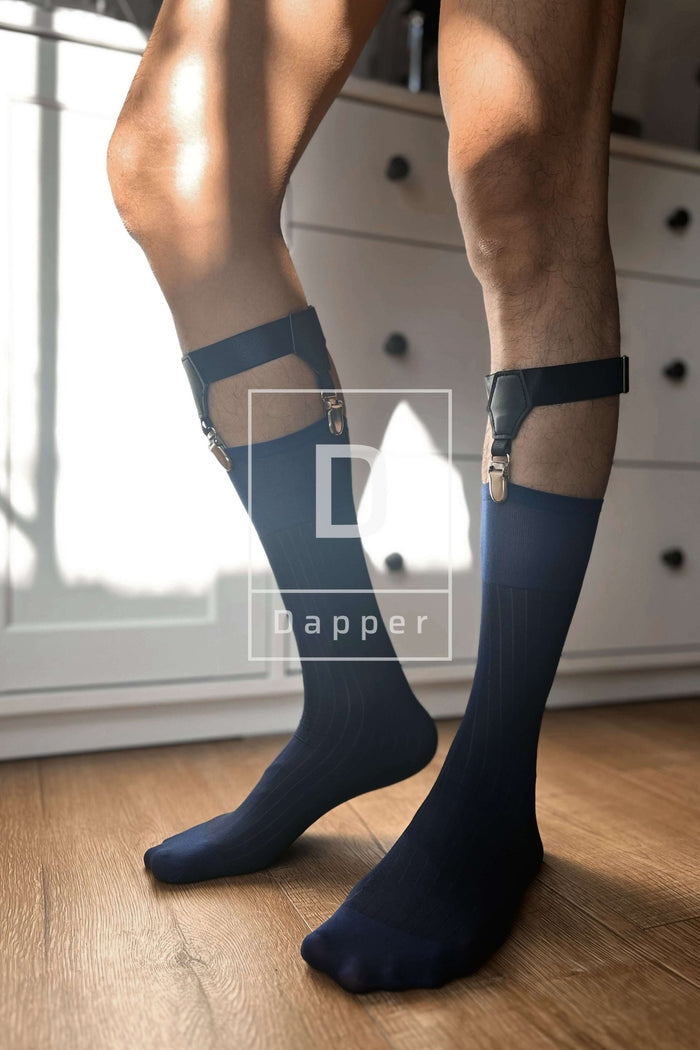 Mid-Calf Summer Nylon Silk Blend | wide-stripe (clips not included) - Dapper Socks