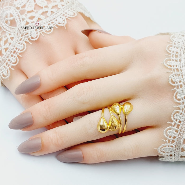 Wide Tears Ring  Made Of 21K Yellow Gold by Saeed Jewelry-29482