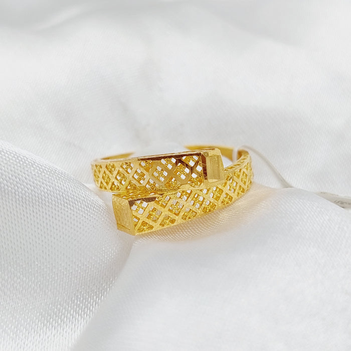 21K X Ring Made of 21K Yellow Gold by Saeed Jewelry-27032