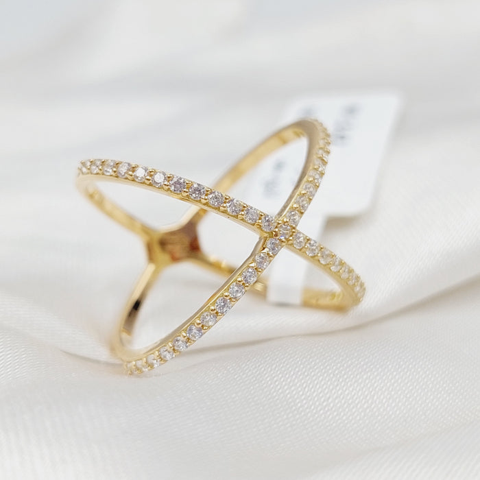 18K X Ring Made of 18K Yellow Gold by Saeed Jewelry-25646