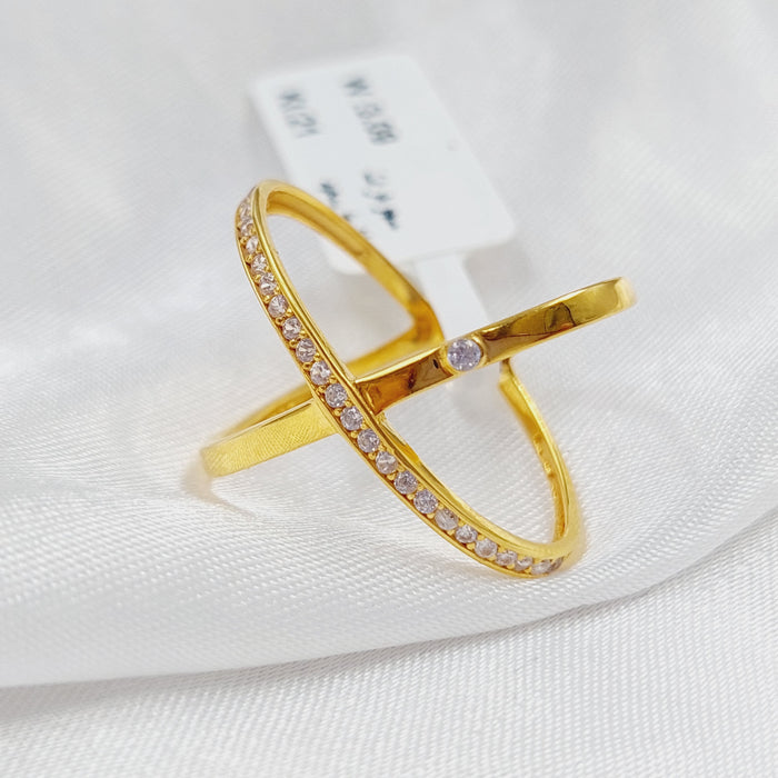 21K X Ring Made of 21K Yellow Gold by Saeed Jewelry-25878