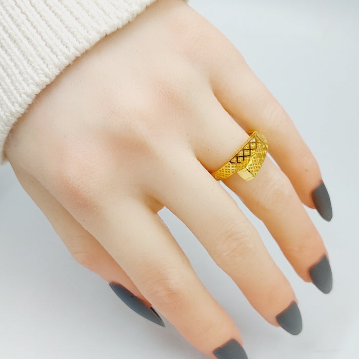 21K X Ring Made of 21K Yellow Gold by Saeed Jewelry-27032