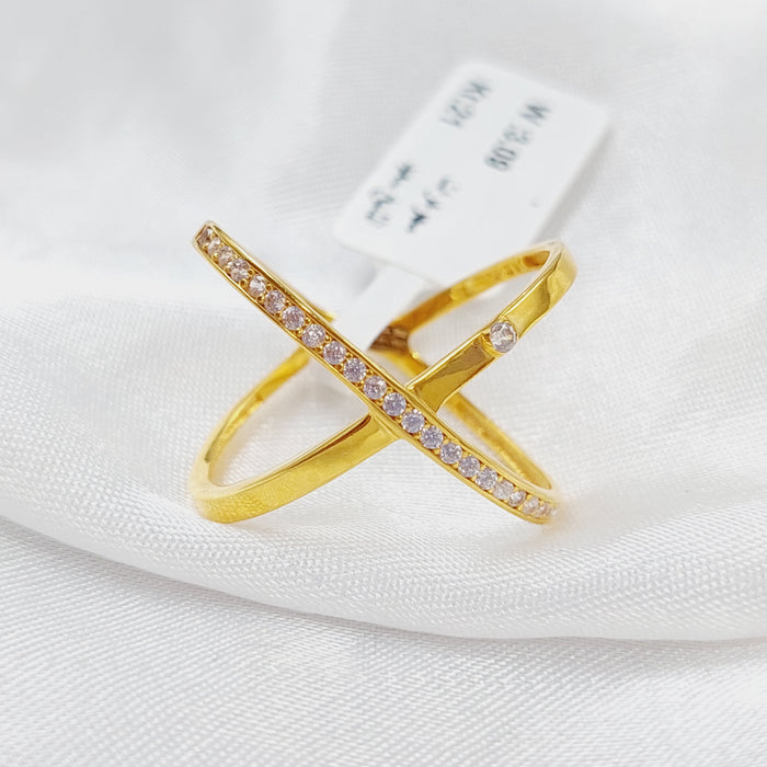 21K X Ring Made of 21K Yellow Gold by Saeed Jewelry-25878