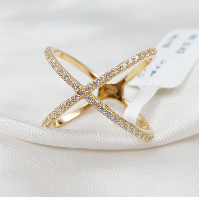 18K X Ring Made of 18K Yellow Gold by Saeed Jewelry-25649