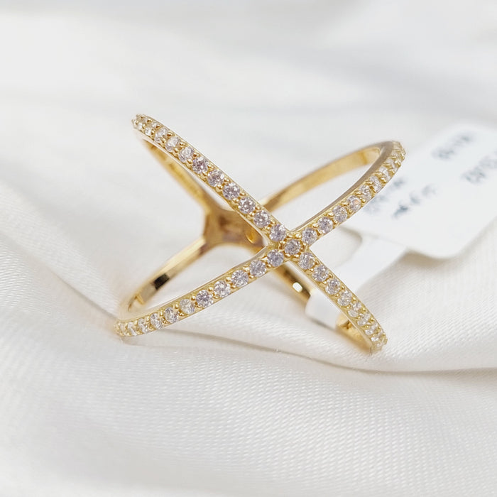 18K X Ring Made of 18K Yellow Gold by Saeed Jewelry-25646