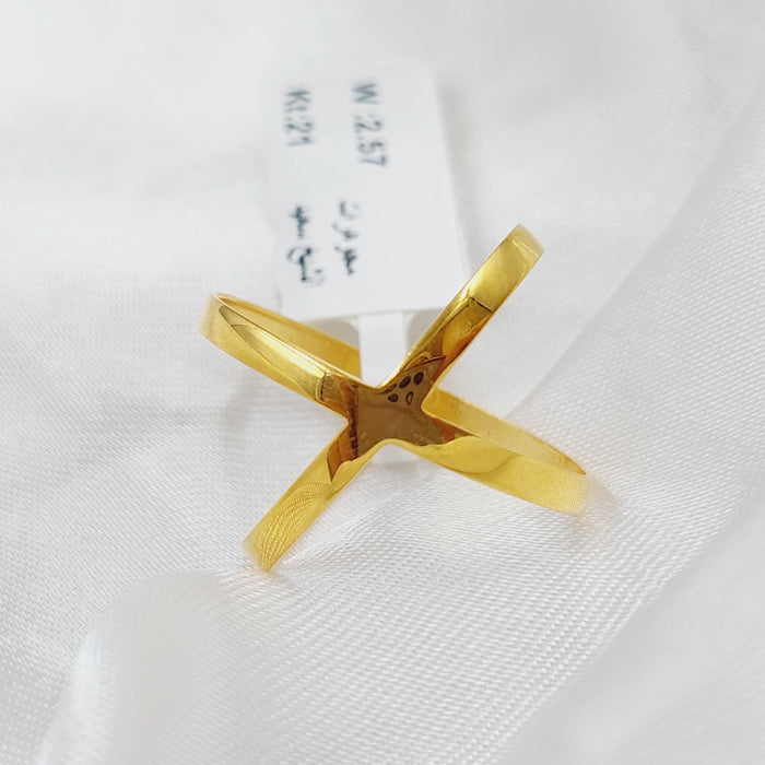 21K X Ring Made of 21K Yellow Gold by Saeed Jewelry-25866