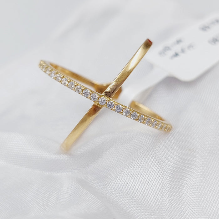18K X Ring Made of 18K Yellow Gold by Saeed Jewelry-25647
