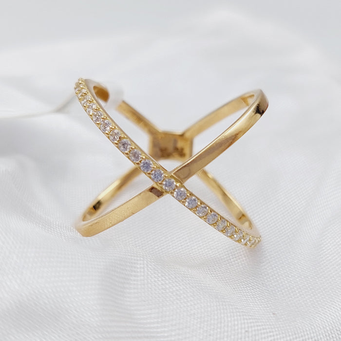 18K X Ring Made of 18K Yellow Gold by Saeed Jewelry-25647