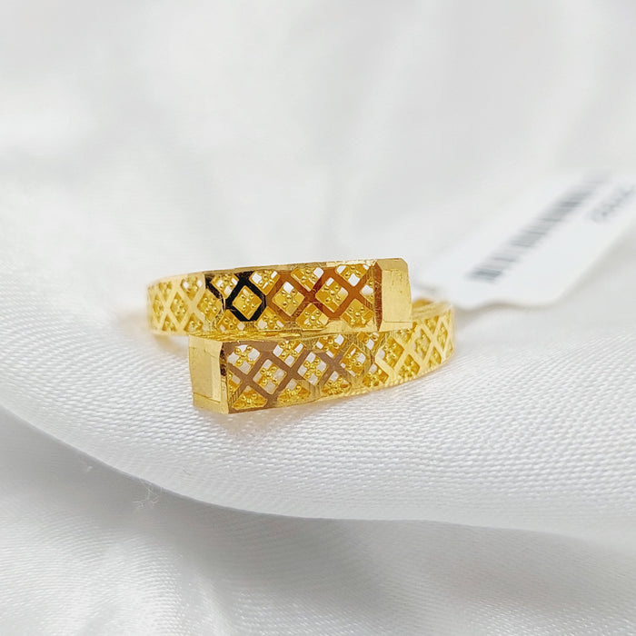 21K X Ring Made of 21K Yellow Gold by Saeed Jewelry-27032