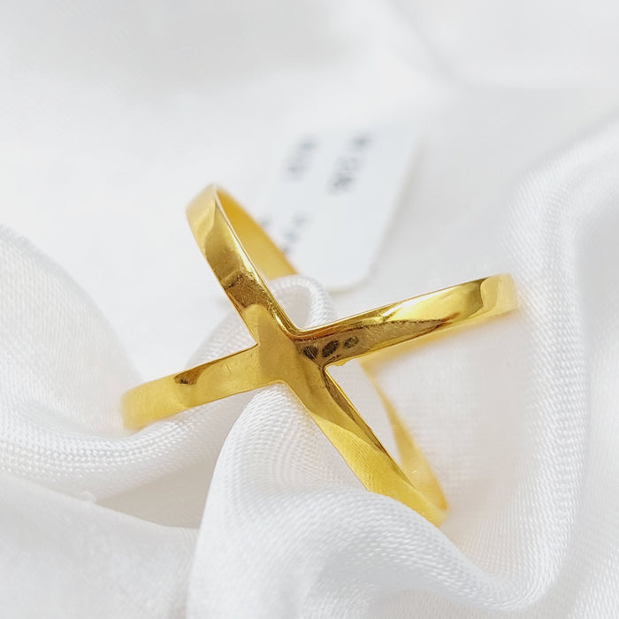 21K X Ring Made of 21K Yellow Gold by Saeed Jewelry-25875